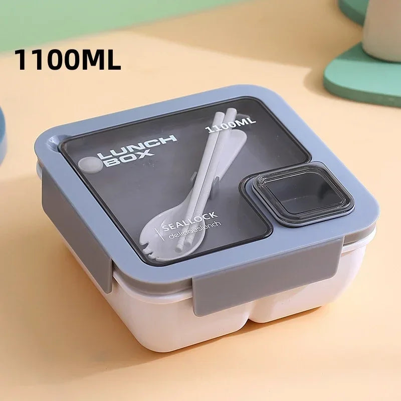 Lancheira portátil de 850ml/1100ml, micro-ondas, bento, com utensílios de mesa para crianças, escola, escritório, recipiente de armazenamento de alimentos à prova de vazamento