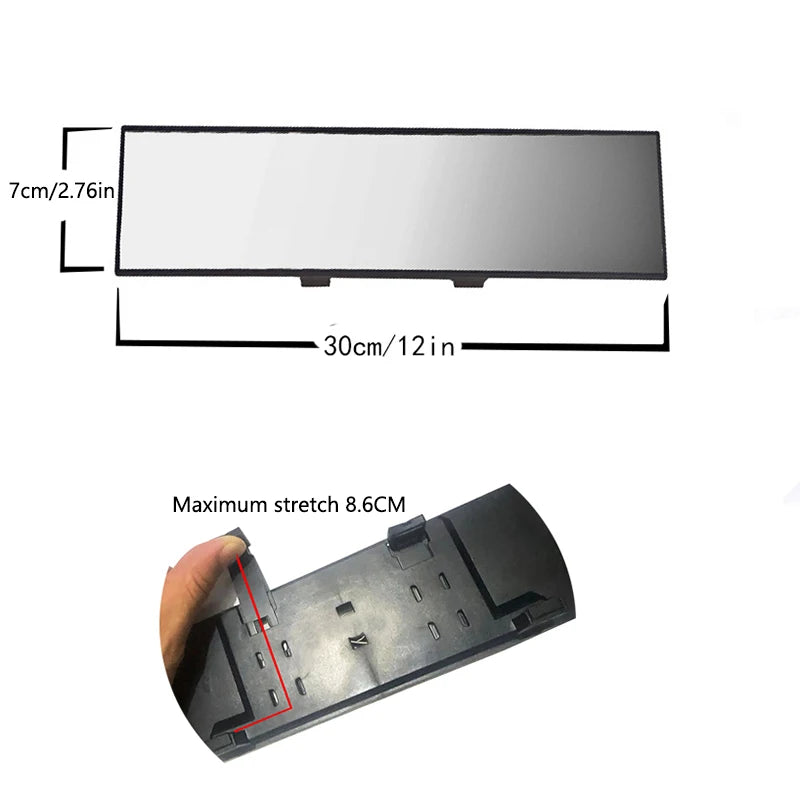 Espelho retrovisor convexo universal antirreflexo, ângulo amplo, interior do carro, assento de bebê, criança, relógio azul, viseira de sol, óculos de segurança