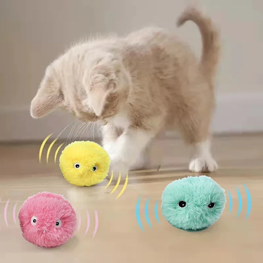 Brinquedos de gato inteligente pelúcia elétrica catnip brinquedo de treinamento gatinho toque soando produto para animais de estimação bola de brinquedo