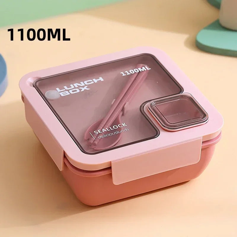 Lancheira portátil de 850ml/1100ml, micro-ondas, bento, com utensílios de mesa para crianças, escola, escritório, recipiente de armazenamento de alimentos à prova de vazamento