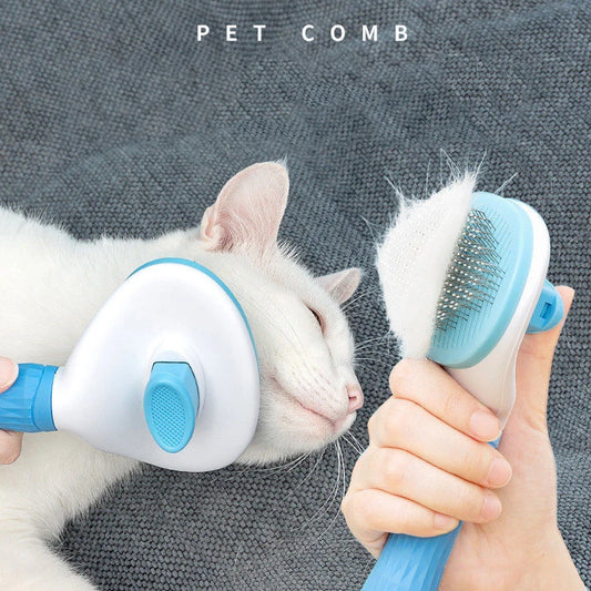 Escova de cabelo para cães e gatos, pente de aço inoxidável para limpeza e cuidados com cães longos, acessórios para limpeza de cães