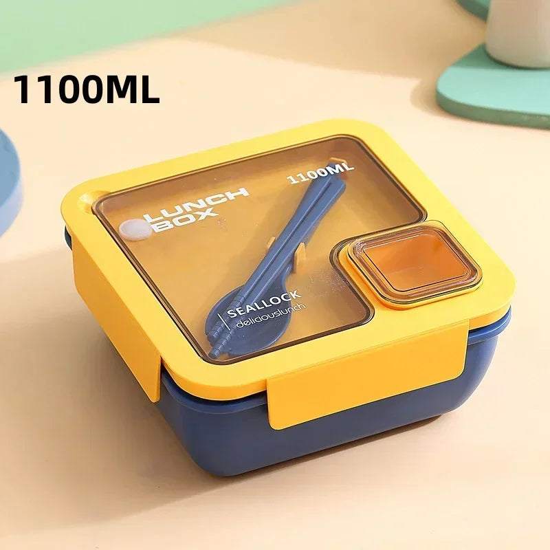 Lancheira portátil de 850ml/1100ml, micro-ondas, bento, com utensílios de mesa para crianças, escola, escritório, recipiente de armazenamento de alimentos à prova de vazamento