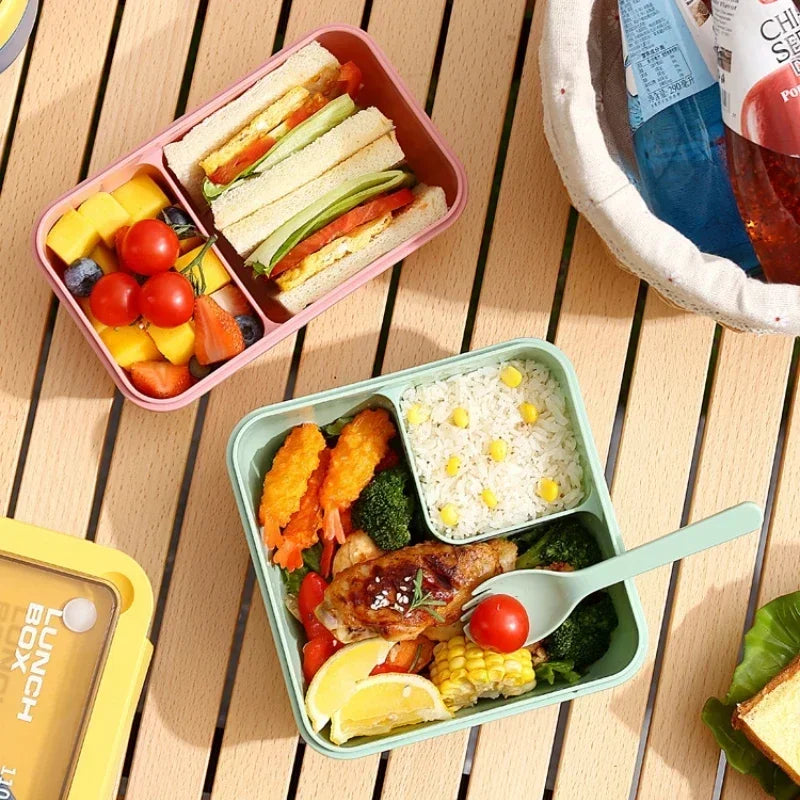 Lancheira portátil de 850ml/1100ml, micro-ondas, bento, com utensílios de mesa para crianças, escola, escritório, recipiente de armazenamento de alimentos à prova de vazamento