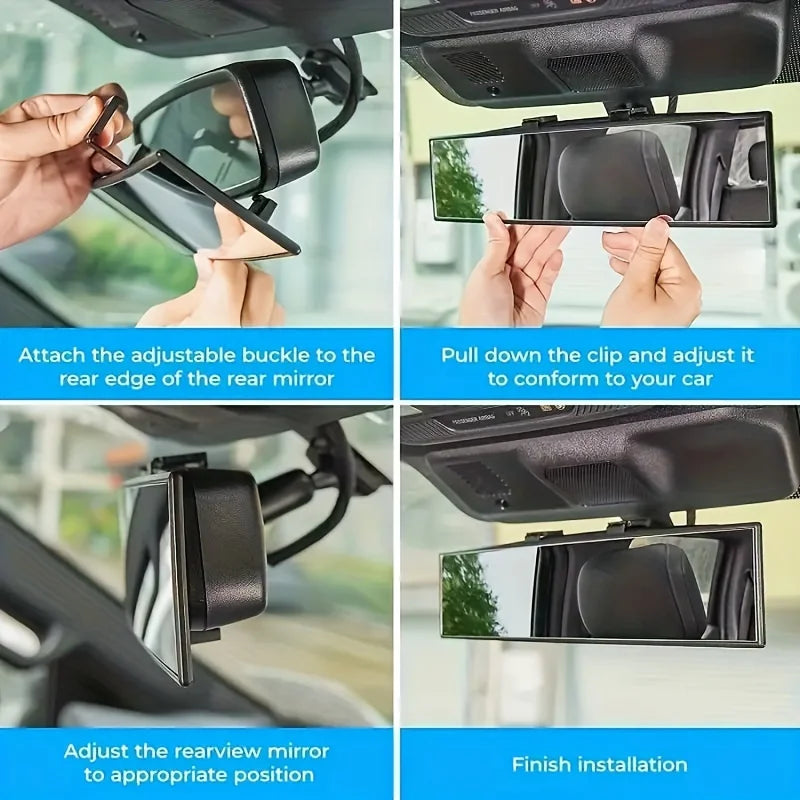 Espelho retrovisor convexo universal antirreflexo, ângulo amplo, interior do carro, assento de bebê, criança, relógio azul, viseira de sol, óculos de segurança